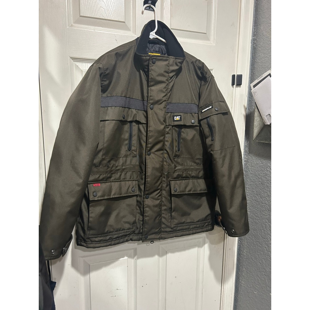 Men's CAT Brown Quilted Workwear Jacket L